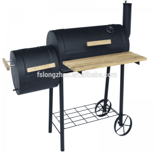 Barbecue de haute qualité à deux, deux ou deux lits avec fumoir de cheminée et table en bois